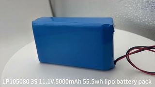 بسته باتری لیتیوم پلیمری دارای گواهینامه MSDS 105080-3S 11.1v 5000mAh باتری های لیپو 55.5wh