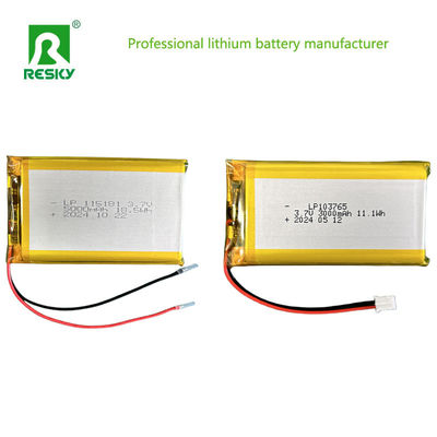 خرید سلول باتری پلیمری لیتیوم خورشیدی 103765 3.7V 7.4V 3000mAh 11.1wh با کانکتور Jst online manufacture