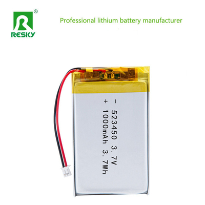 خرید قدرت باتری لیتیوم سلول 523450 3.7v 1000mAh 3.7Wh باتری پلیمر لی قابل شارژ تولید آنلاین