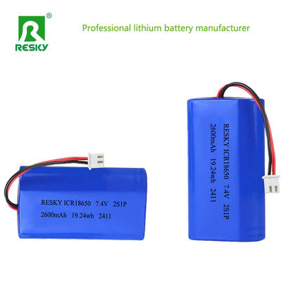 خرید Power Cylindrical 18650 Li-ion Polymer Battery Pack 3.7v 7.4V 2600mAh 19.24wh Lithium Batteries تولید آنلاین
