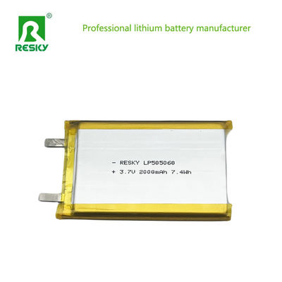 قدرت سلول باتری پلیمر لیتیوم 505060 2000mAh 7.4wh 3.7V برای دستگاه پزشکی