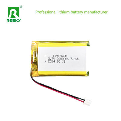 بسته باتری پلیمر لیتیوم پرزماتیک 103450 3.7V 1800mAh 2000mAh برای دستکش های گرم