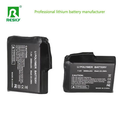 1S1P باتری لیتیوم گرم 3.7V 3000mAh باتری لیتیوم یون برای کلاه گرم
