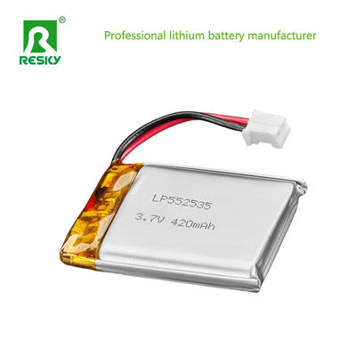 552535 3.7v 7.4v 420mAh 430mAh سلول باتری لیتیوم یون جریان تخلیه مداوم 0.5c حداکثر جریان تخلیه 1c