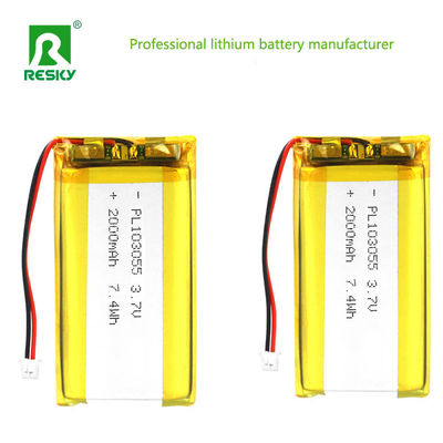 انرژی سلول یون لیتیوم 103055 3.7V 2000mAh 7.4wh باتری پلیمر لیتیوم قابل شارژ