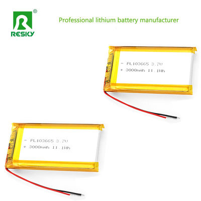 قدرت سلول باتری لیپو 103665 3.7v 4.2v 3000mAh 11.1wh سلول باتری لیتیوم یون قابل شارژ
