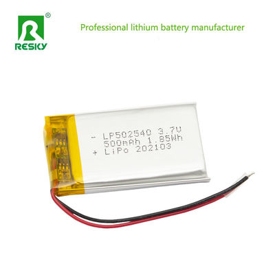 باتری لیتیوم خورشیدی قابل شارژ مجدد سلول 502540 3.7v 500mAh 1.85wh قدرت باتری لیتیوم یون
