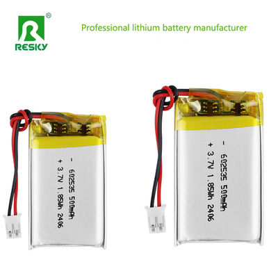 سلول باتری پلیمر لیتیوم 602535 3.7V 4.2V 400mAh 500mAh 1.85wh قدرت باتری های لیپو